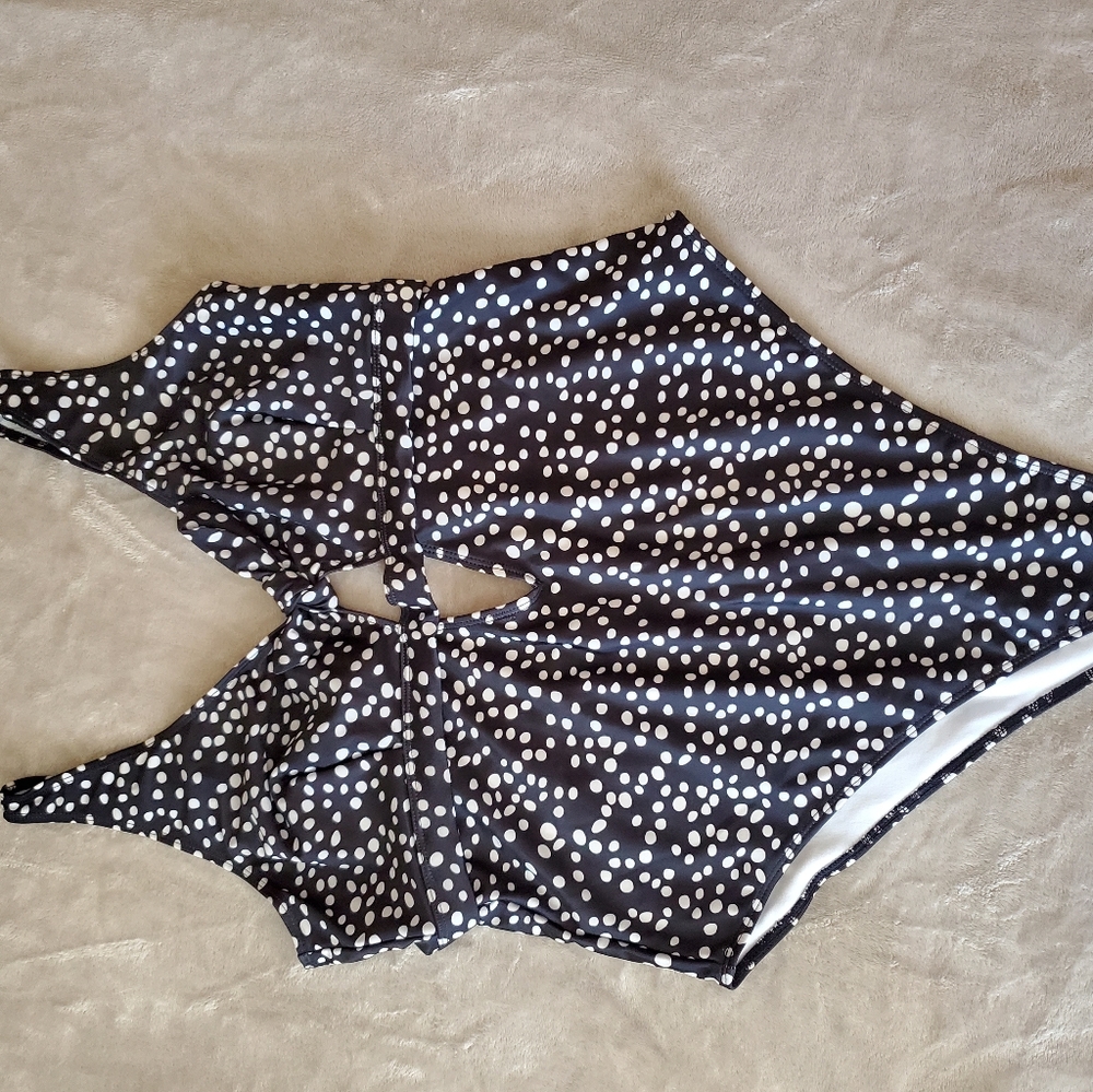 Black polka dot swimsuit